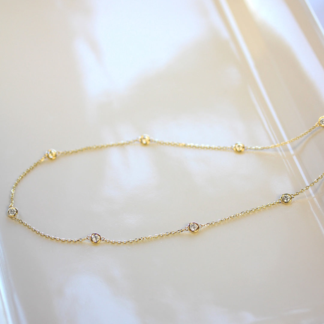 14KY 1.46 CT Diamond, 10 Station Diamonds By The Yard