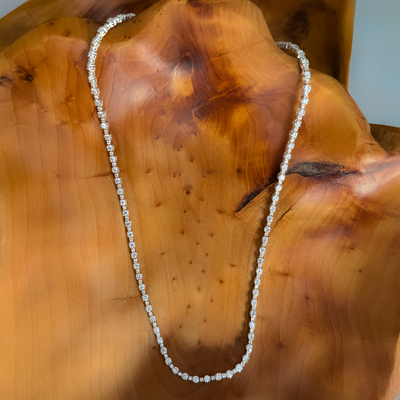 14k YG 7.01 CT Diamond Tennis Necklace, 17"