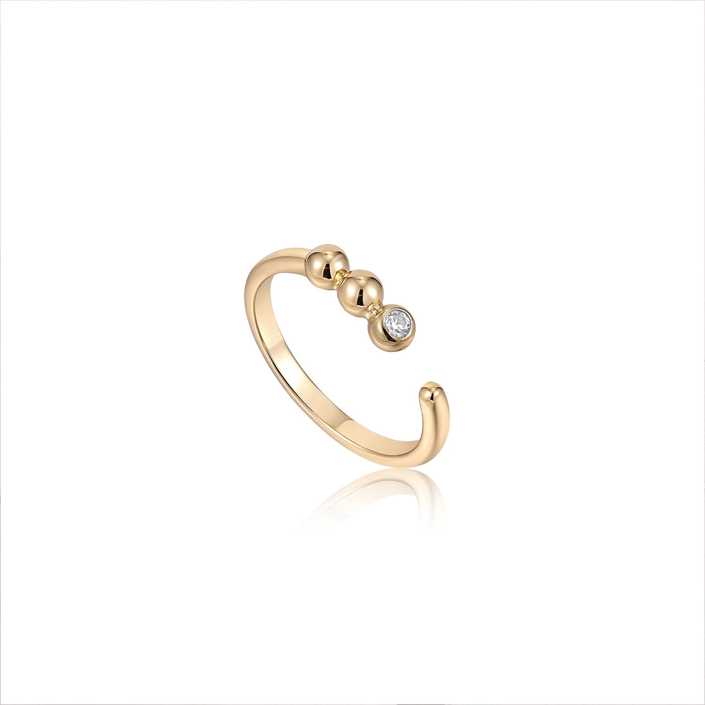 Gold Orb Gemstone Adjustable Ring