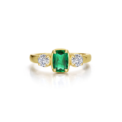 Regal Cushion-Cut Simulated Emerald Ring