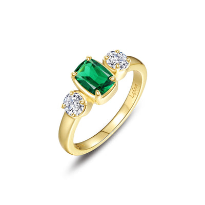 Regal Cushion-Cut Simulated Emerald Ring
