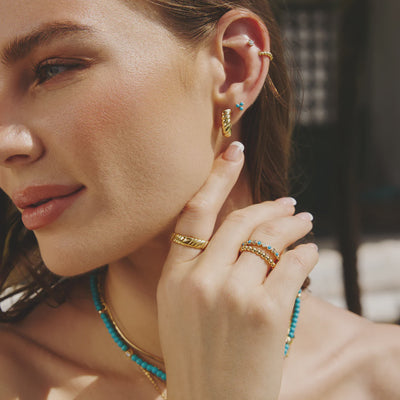 Chill Voyager - Silver Bezel Lab Created Turquoise Ring