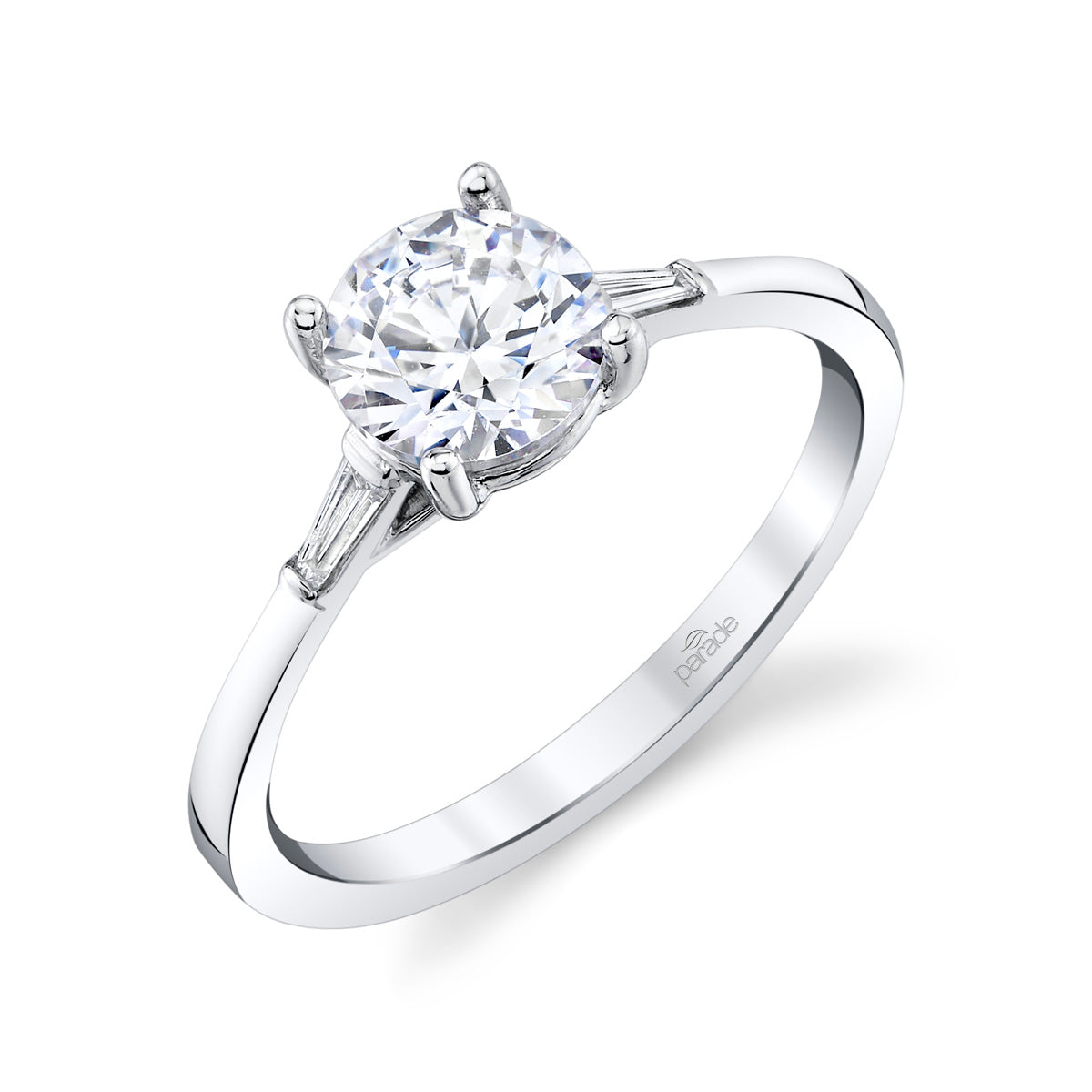 Parade Classic Round Head w/ Trillion Diamond Accent Engagement Ring