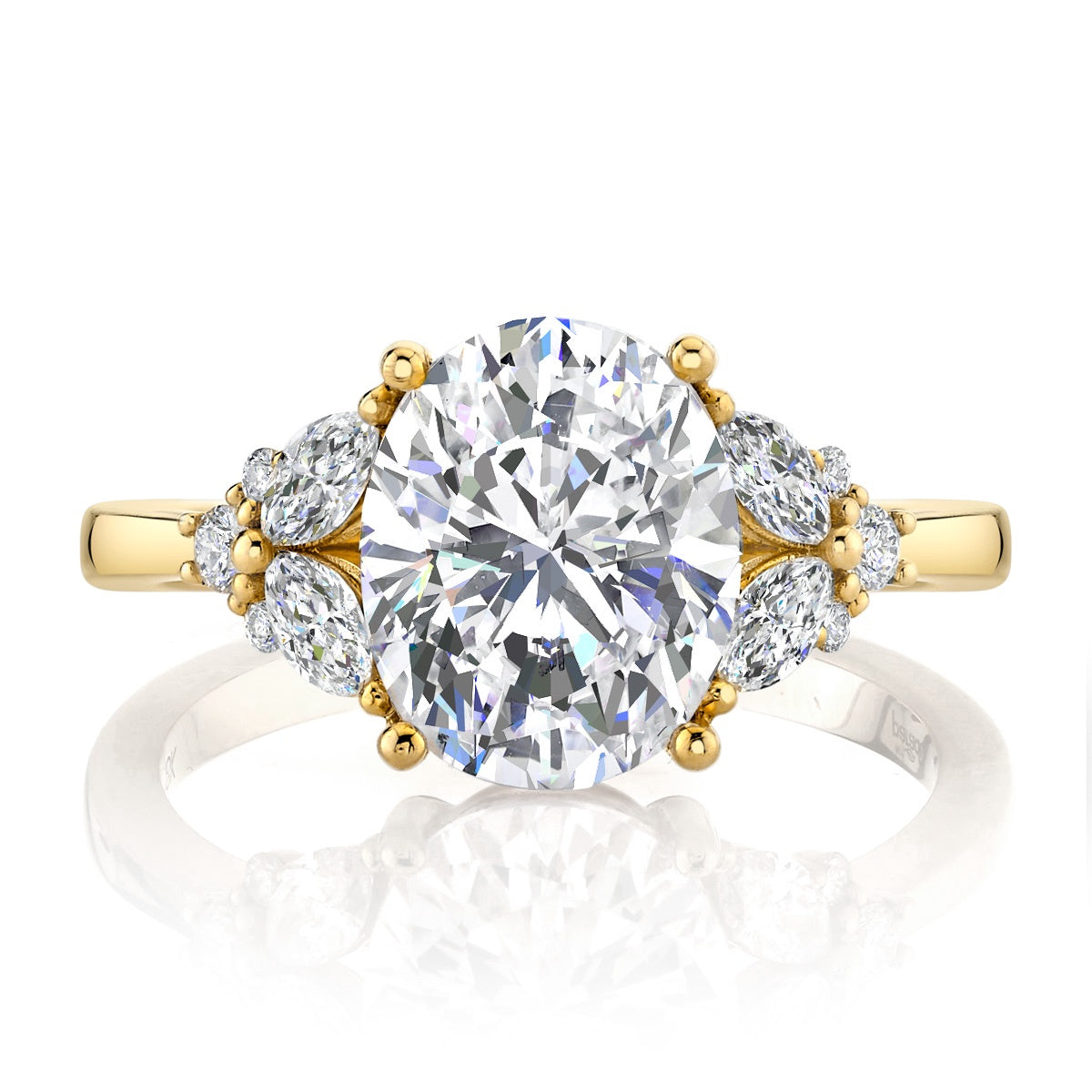 Parade 14k YG 10x8 Oval Center Diamond Engagement Ring