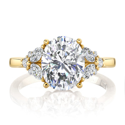Parade 14k YG 10x8 Oval Center Diamond Engagement Ring