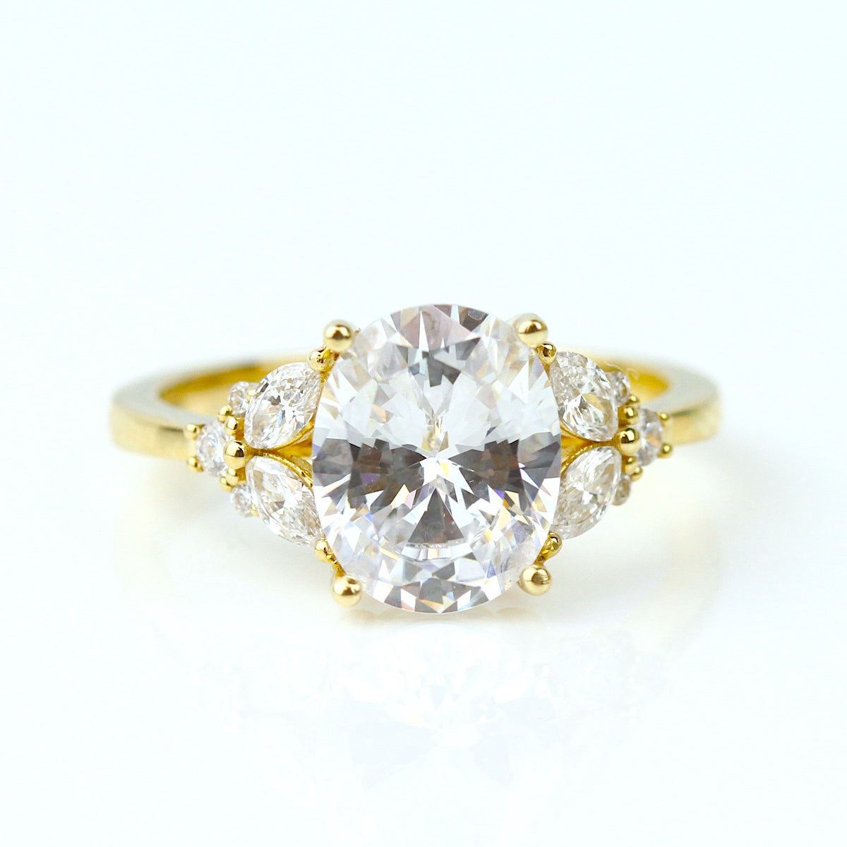 Parade 14k YG 10x8 Oval Center Diamond Engagement Ring
