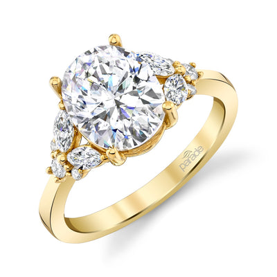 Parade 14k YG 10x8 Oval Center Diamond Engagement Ring