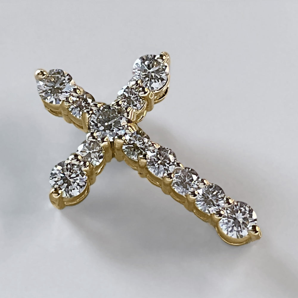 14k YG 0.55 CT Diamond Cross Pendant
