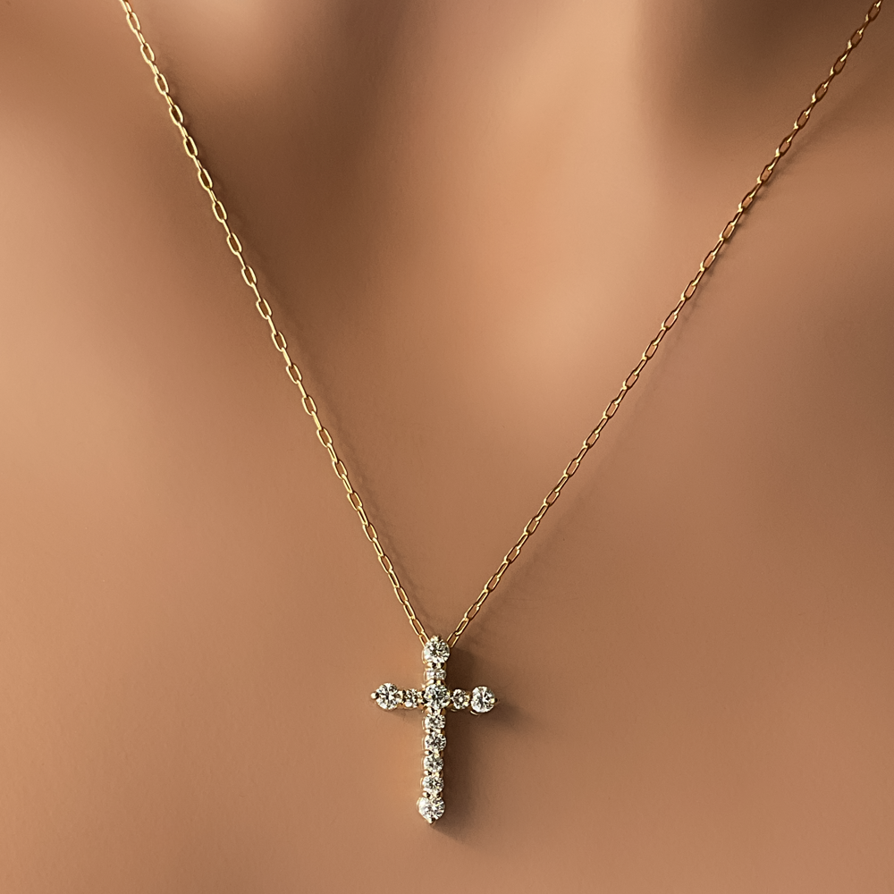 14k YG 0.55 CT Diamond Cross Pendant