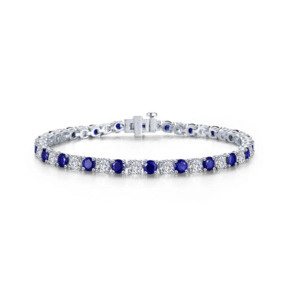 Classic Simulated Diamond & Lab-grown Blue Sapphire Tennis Bracelet