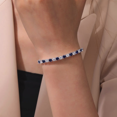 Classic Simulated Diamond & Lab-grown Blue Sapphire Tennis Bracelet
