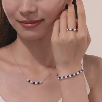Classic Simulated Diamond & Lab-grown Blue Sapphire Tennis Bracelet