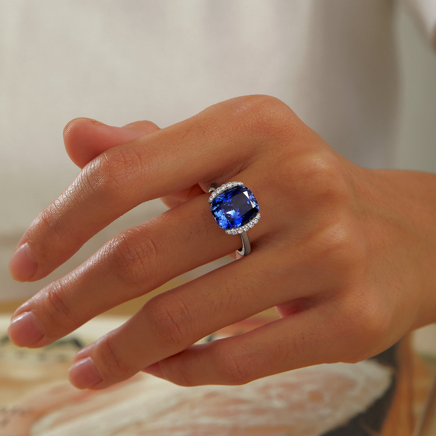 Fancy Simulated Tanzanite Ring