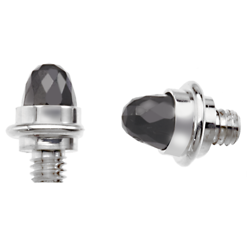 Faceted Black Spinel Cabochons Sterling Bracelet Tips