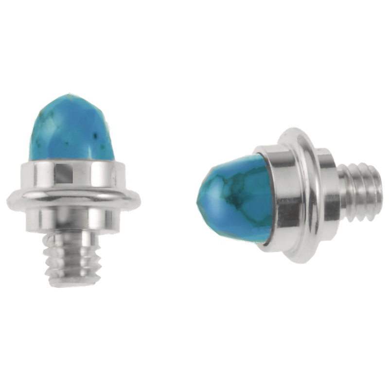 Faceted Turquoise with Matrix Cabochons Sterling Bracelet Tips