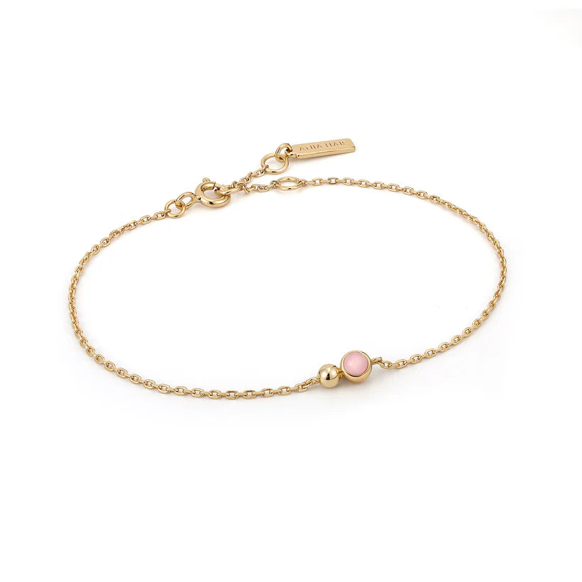 Spaced Out - Gold Orb Rose Quartz Chain Bracelet