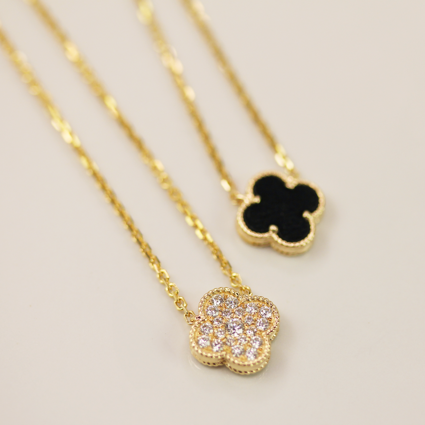 14KY Diamond Clover Pendant Necklace