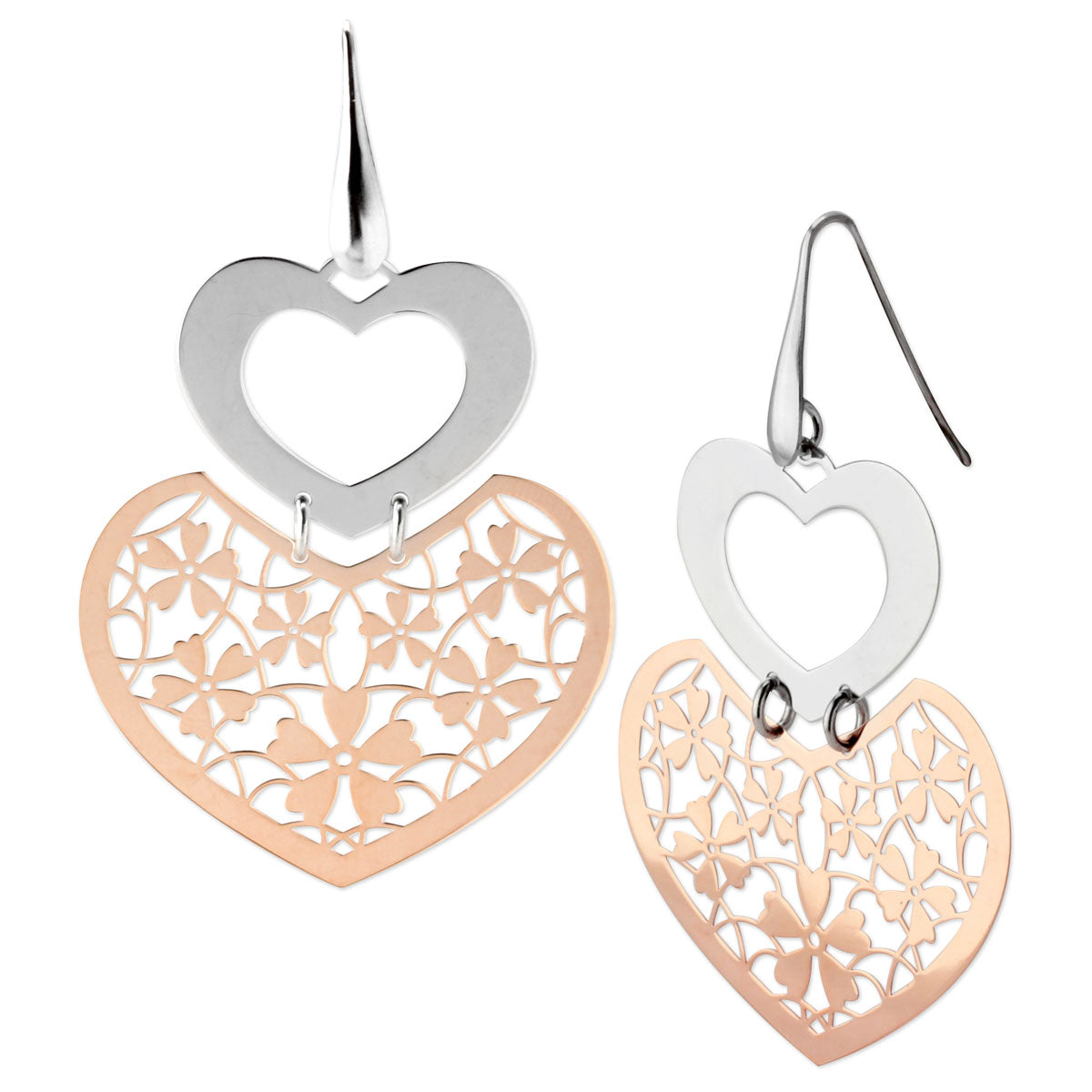 Rose Gold Heart Earrings-343610
