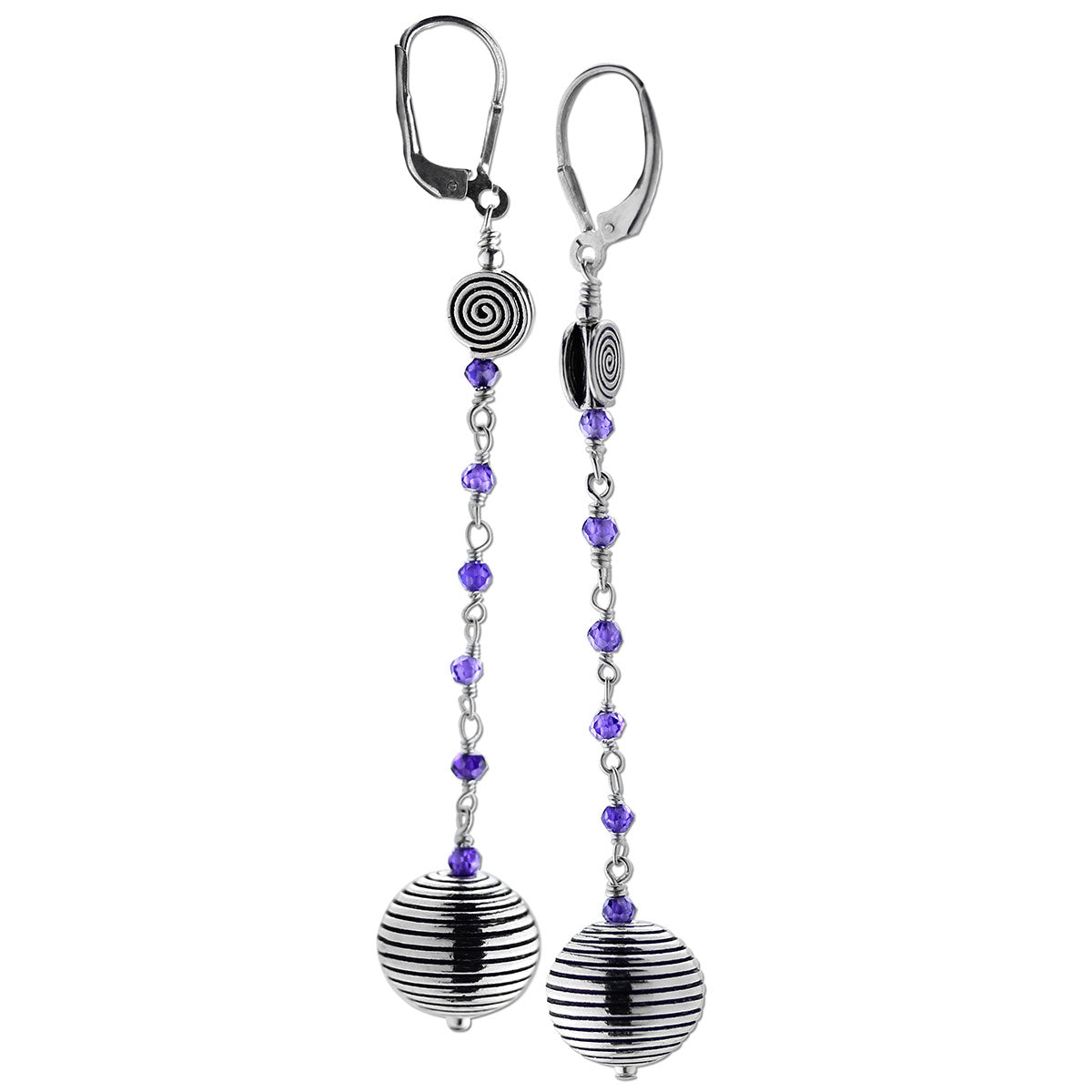 Purple CZ Spiral Sphere Earrings 210-493