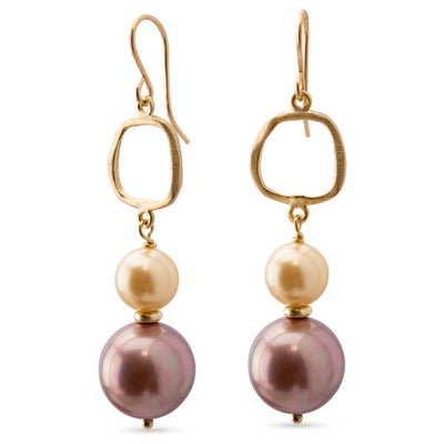 Shell Pearls & 14k Vermeil Earrings