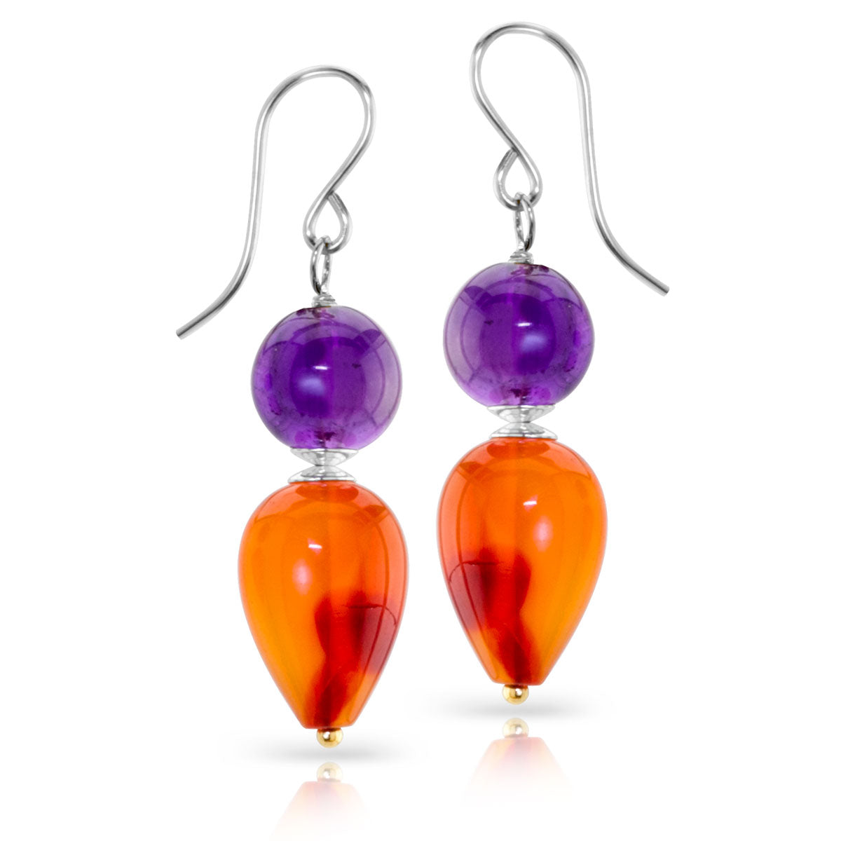 Impressionist Collection Carnelian & Amethyst Dangle Earrings