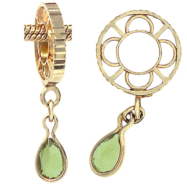 Storywheels Peridot Pear Shaped Dangle 14K Gold Wheel Charm 270700