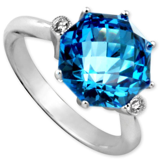 Blue Topaz & Diamond Ring-343624