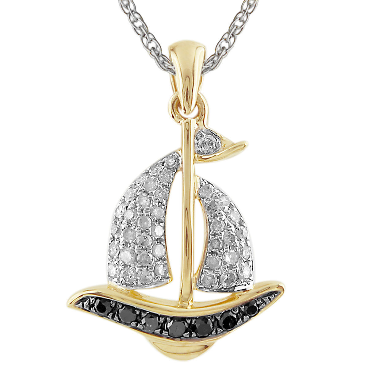 Black & White Diamond Anchor Pendant-341560