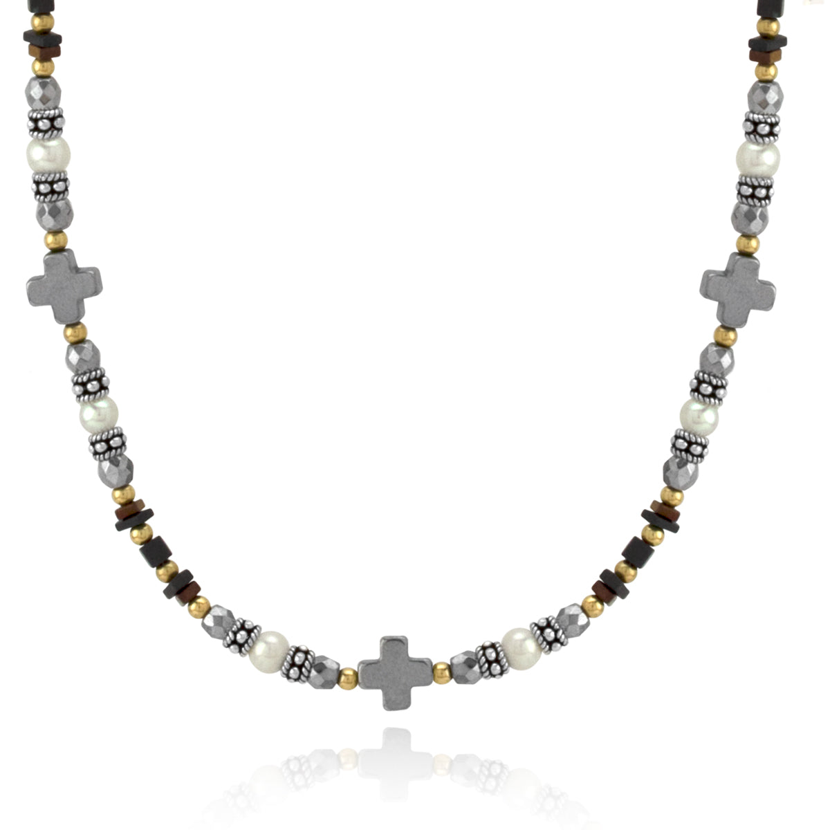 Maltese Cross Hematite Necklace