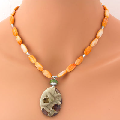 Impressionist Collection Spiny Oyster & Thunderegg Necklace