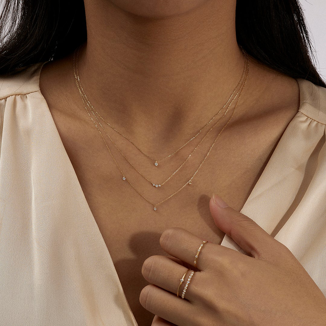 CRESSIDA | Floating Triple Diamond Necklace