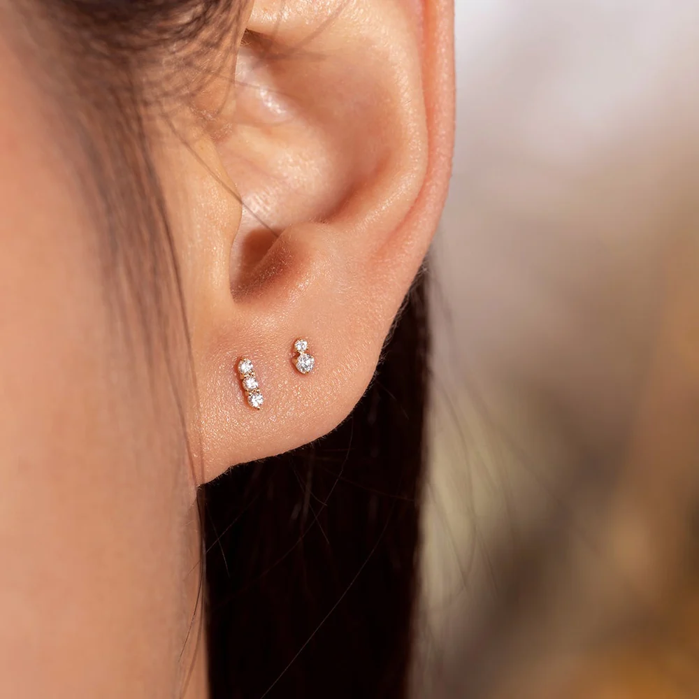 AGNES | Triple Diamond Single Stud