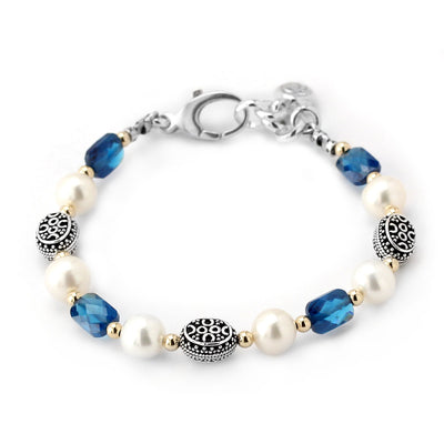 Blue CZ & Pearl Bracelet