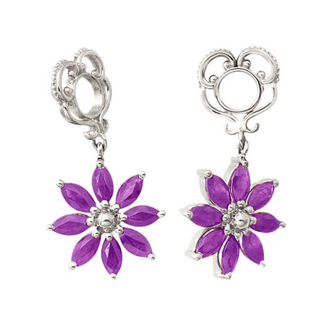 Storywheels Amethyst Poinsettia Dangle 14K White Gold Wheel RETIRED 271103