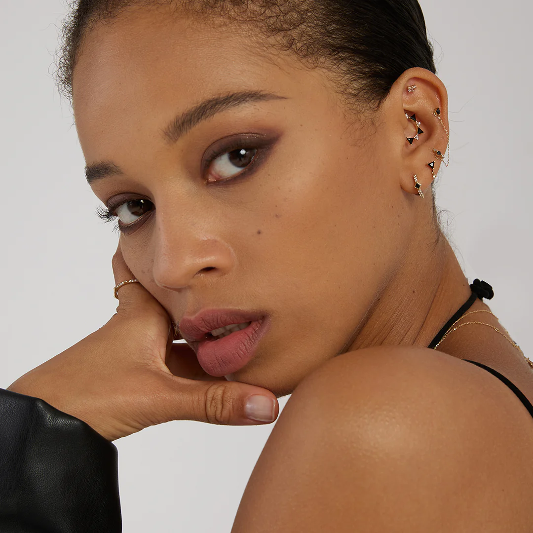 TESSA| Black Spinel and White Sapphire Clicker Hoop