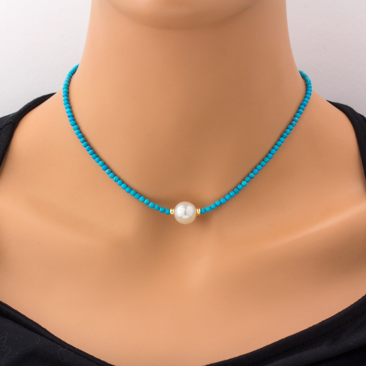Impressionist Collection Kingman Turquoise & Pearl Necklace
