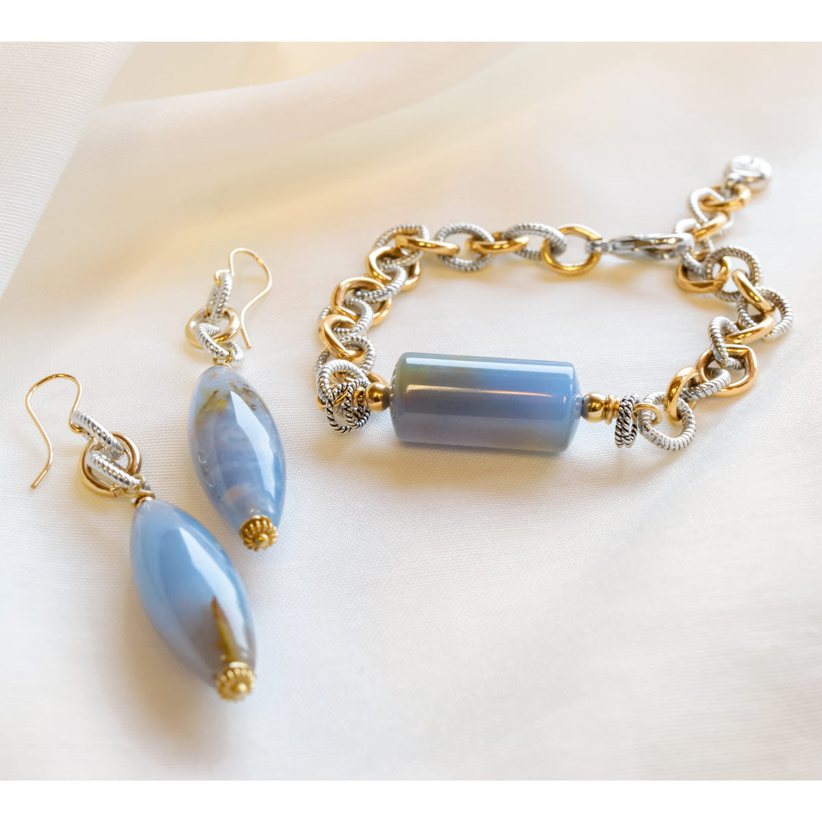 Natural Blue Chalcedony Earrings