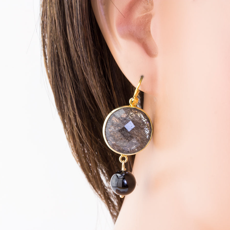 Impressionist Collection Black Rutilated Quartz & Black Tourmaline Earrings
