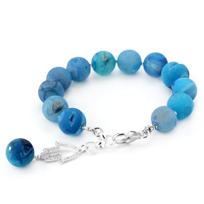 Lollies Blue Drusy Hamsa Bracelet 346078