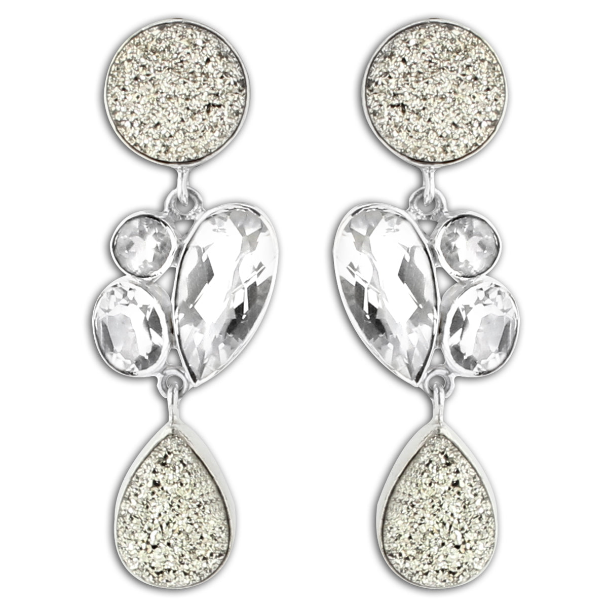 Titanium Druzy & Crystal Quartz Earrings-347433