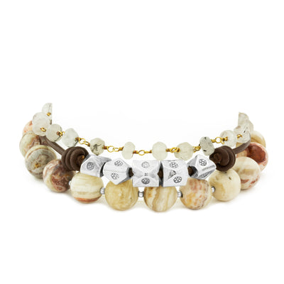 Greek Leather Lace Agate Bracelet