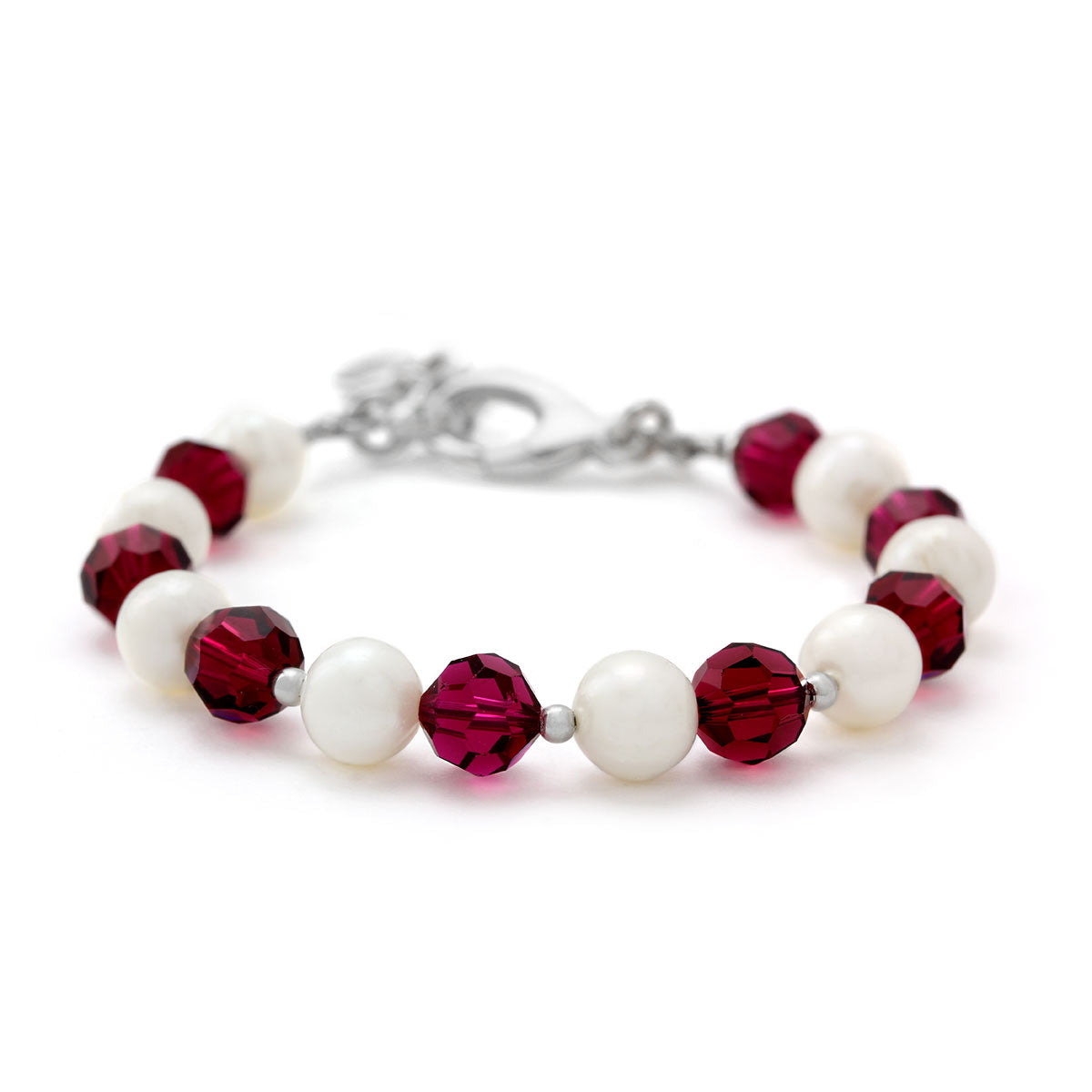 Pearl & Red Crystal Bracelet-241-144