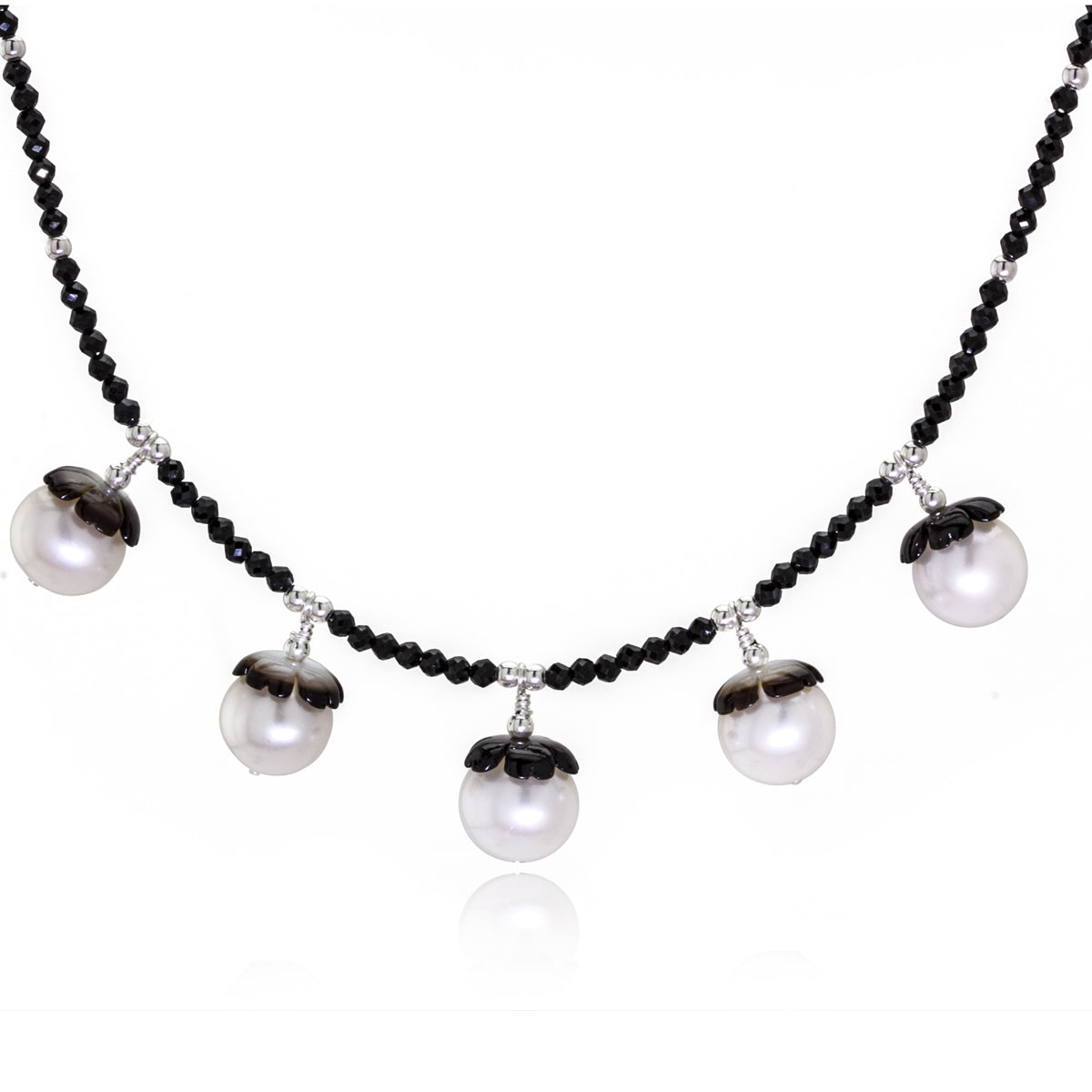 Impressionist Collection Black Mother of Pearl & Pearl Necklace