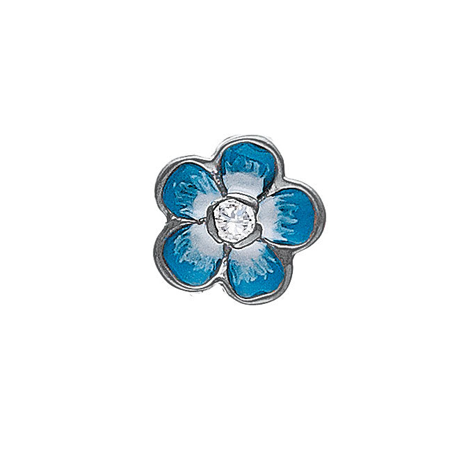 STORY by Kranz & Ziegler Black Rhodium with Clear CZ and Blue Enamel Flower Button-343901 RETIRED ONLY 1 LEFT!