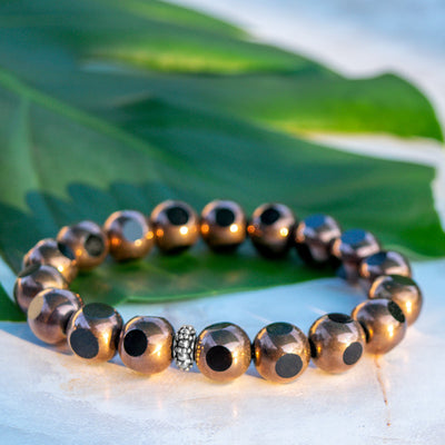 Black Ochre Beaded Stretch Bracelet