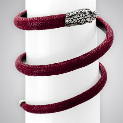 Red Snake Triple Leather Bracelet 341782