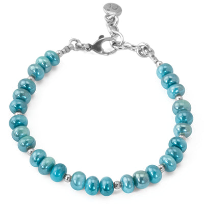 The Goddess Collection Smooth Teal Coated Moonstone Bracelet