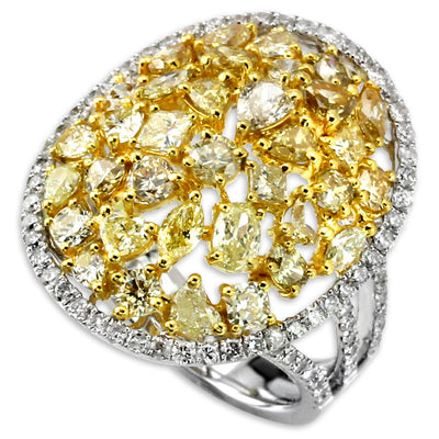 18K White Gold Fancy and Yellow Diamond Ring-341148