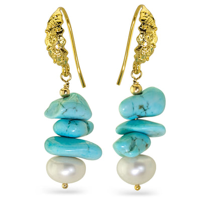 Impressionist Collection Turquoise & Pearl Earrings