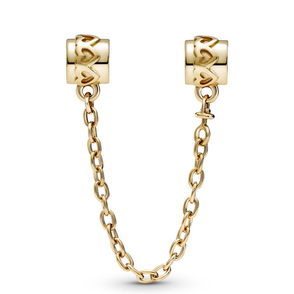 Pandora 14K Gold Hearts Safety Chain Charm 759519C00 05